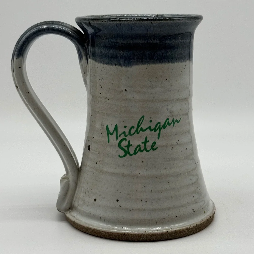 Vintage Michigan State Spartans Pottery Mug Stoneware Hand Thrown Stein 6